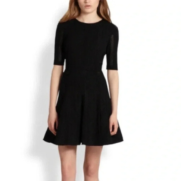 Rag & Bone Women's Fit & Flare Eyelet Black Knit Short Sleeve Dress Size 2 - Picture 1 of 7